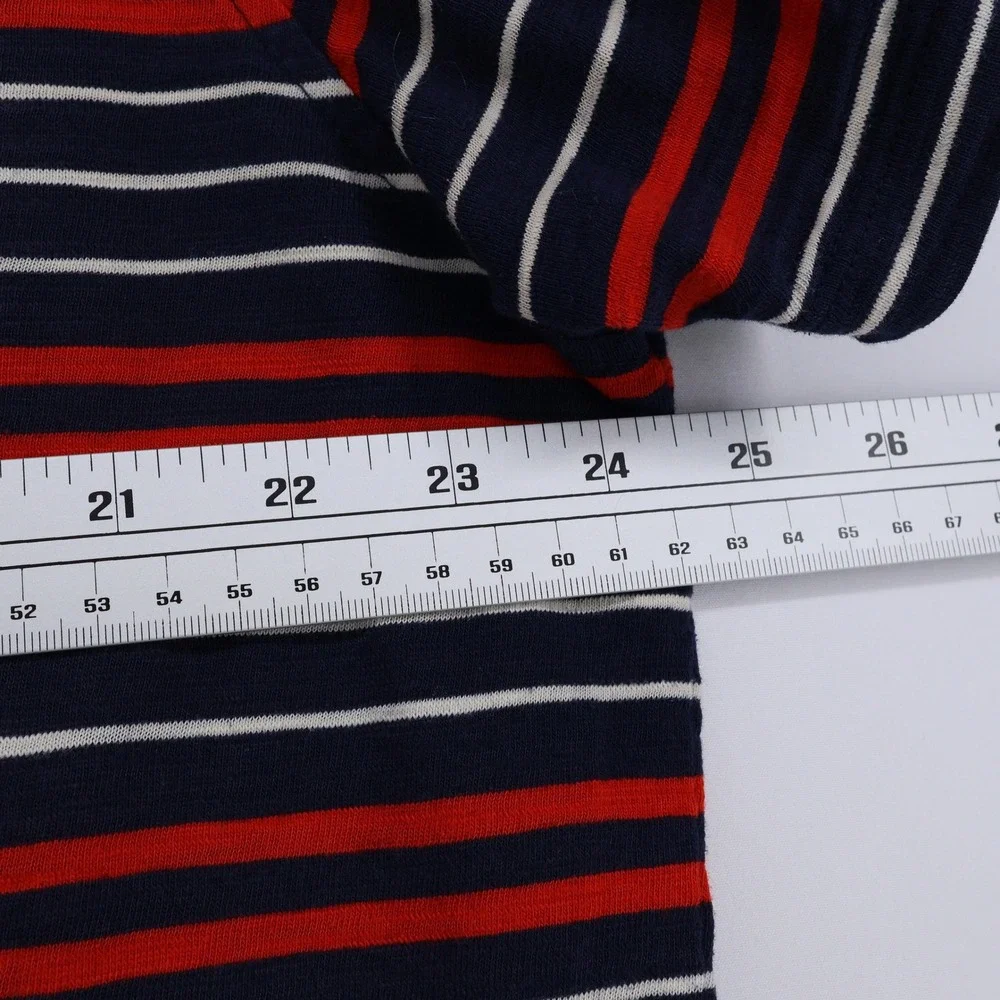 The North Face Mens XL Polo Shirt Striped Navy‎ Blue Red Short Sleeve Pocket